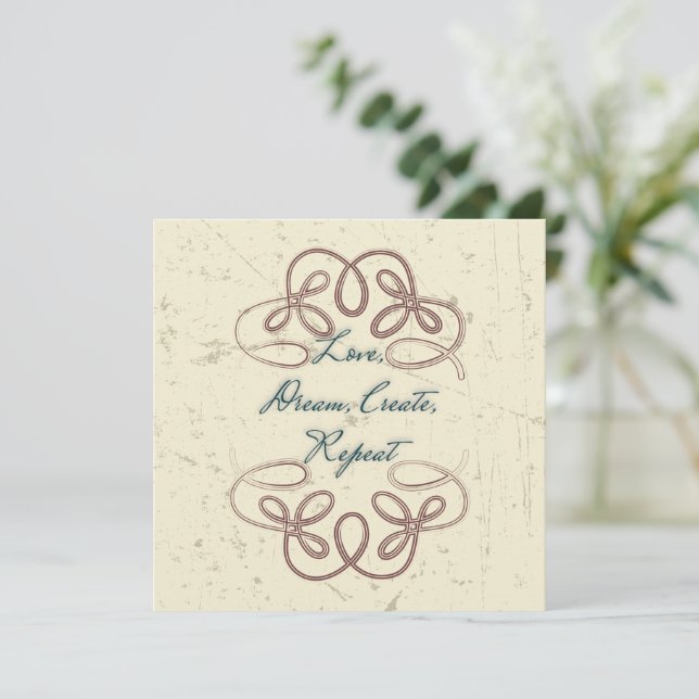 Love, Dream,  Create, Repeat Folk design Card (Standing Front)