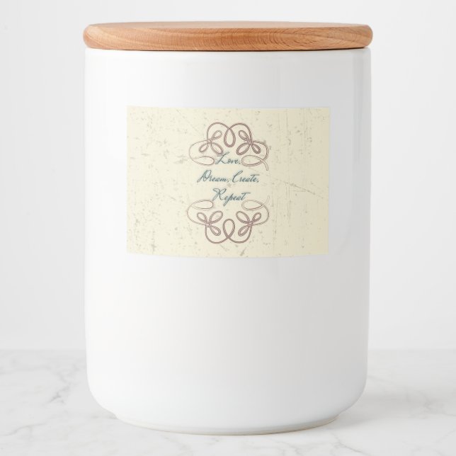 Love, Dream,  Create, Repeat Folk design Food Label (Front)