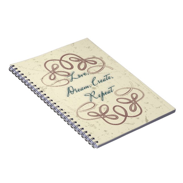 Love, Dream,  Create, Repeat, Folk design Notebook (Right Side)