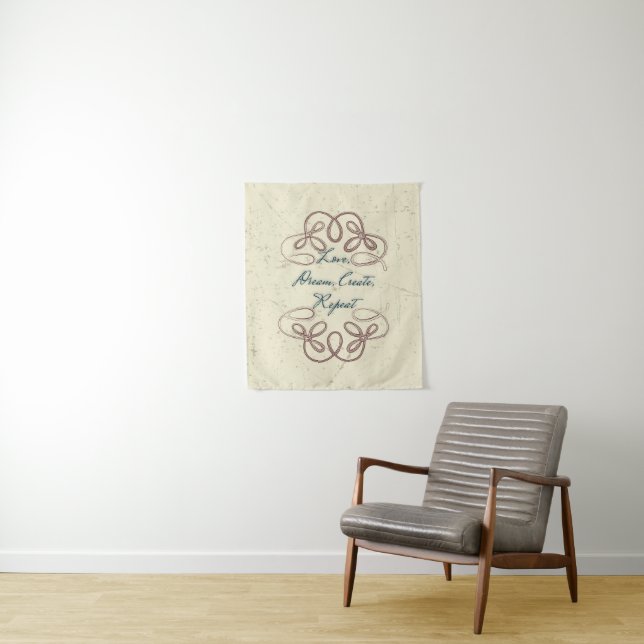 Love, Dream,  Create, Repeat Folk design Tapestry (In Situ)