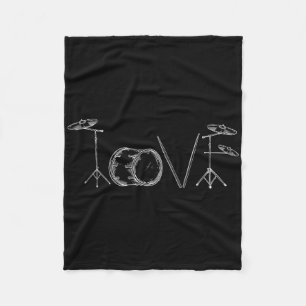 Love Drums Happy Valentine's Day Drummer Music Lov Fleece Blanket