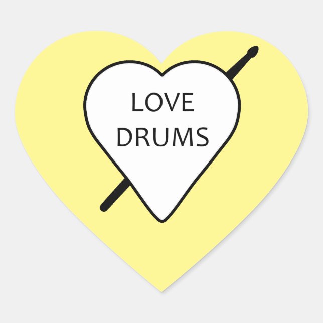 Love Drums Heart Stickers (pack of 20) (Front)