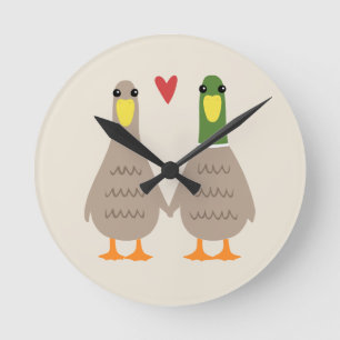 Love Ducks Round Clock