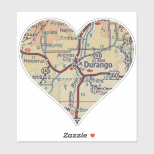 Love Durango CO Vintage Map