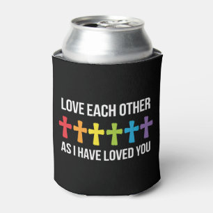 Love Each Other Gay Pride LGBTQ Rainbow Christian Can Cooler