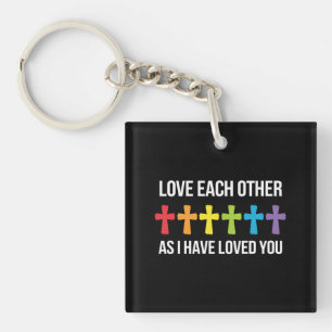 Love Each Other Gay Pride LGBTQ Rainbow Christian Key Ring