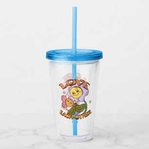Love Each Other   Whimsical Floral Design Acrylic Tumbler