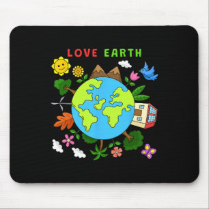 Love Earth Cute Earth Day Environmental Men Women Mouse Pad
