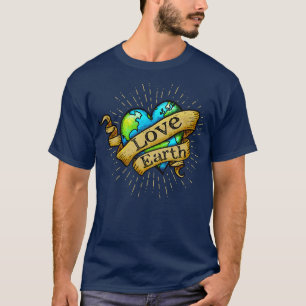 Love Earth Hipster Tattoo Earth Heart T-Shirt