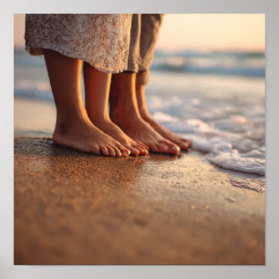 Love & Earth: Interracial Couple's Beach Grounding Poster
