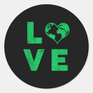 Love earth planet distressed environmental classic round sticker