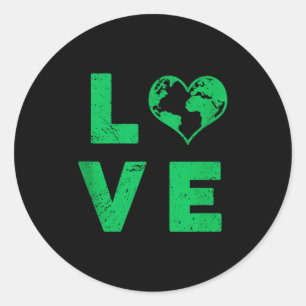 Love earth planet distressed environmental tank to classic round sticker