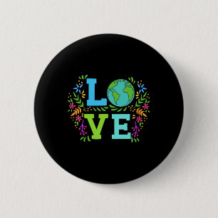 Love Earth Save The Planet Vintage Floral Earth Da 6 Cm Round Badge