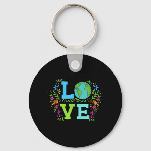 Love Earth Save The Planet Vintage Floral Earth Da Key Ring