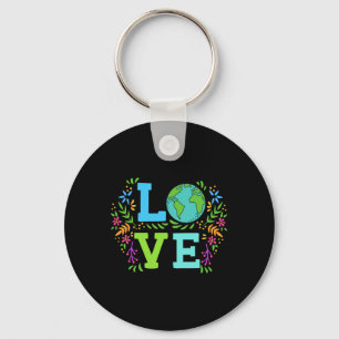 Love Earth Save The Planet Vintage Floral Earth Da Key Ring