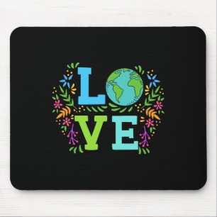 Love Earth Save The Planet Vintage Floral Earth Da Mouse Pad