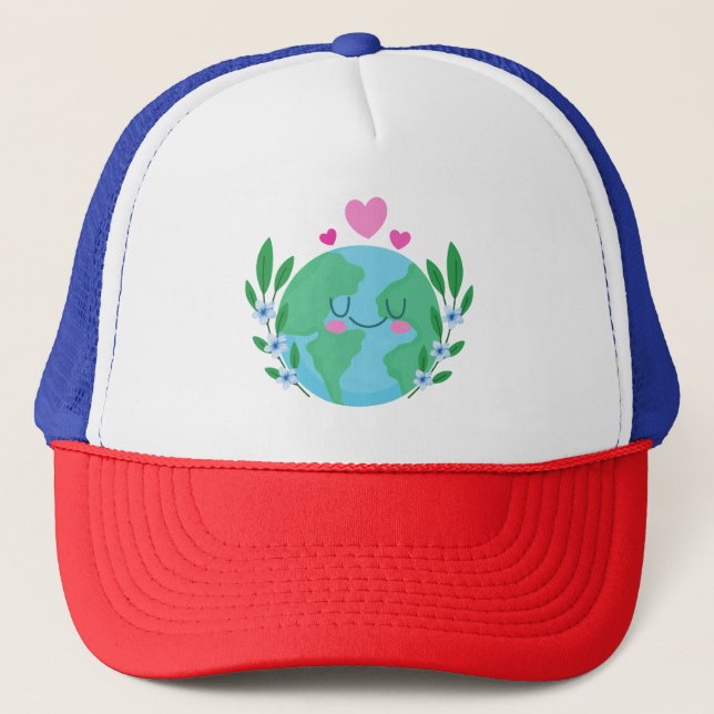 Love Earth Smiling Trucker Hat (Front)