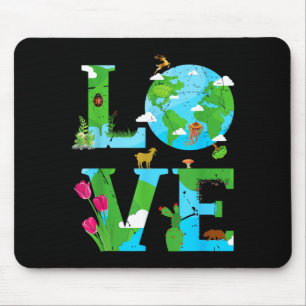 Love Earth World Planet Day Environmental Animal Mouse Pad