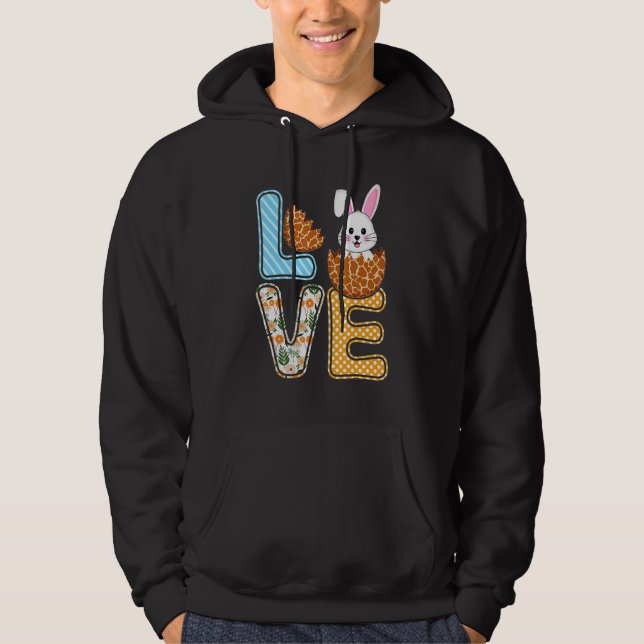 Love Easter Bunny Egg Giraffe Print Cute Bunny Kid Hoodie (Front)