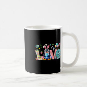 Love Easter Bunny Penguin Hunting Eggs Flowers Col Coffee Mug