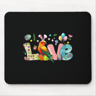 Love Easter Bunny Sun Conure Hunting Eggs Flowers Mouse Pad