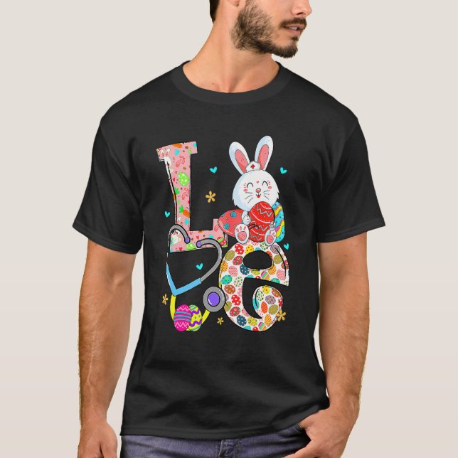 Love Easter Day 2022 Egg Basket Stethoscope Scrub  T-Shirt (Front)