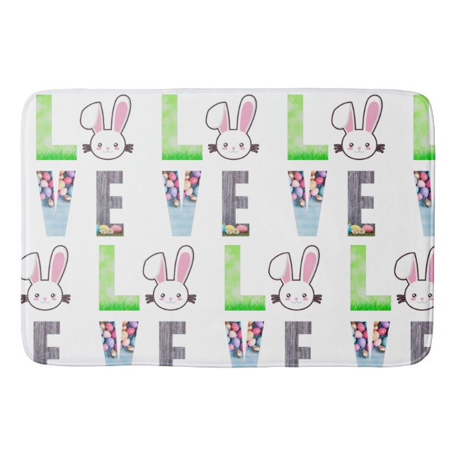 Love Easter - Easter Bunny - Easter Egg   Bath Mat (Front)