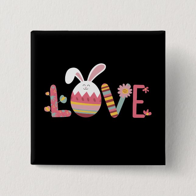 Love Easter Eggs Rabbit Cute Bunny 15 Cm Square Badge (Front)