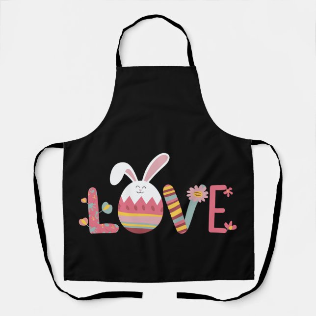 Love Easter Eggs Rabbit Cute Bunny Apron (Front)