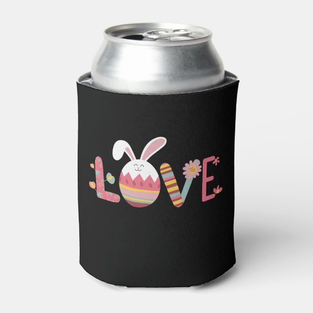Love Easter Eggs Rabbit Cute Bunny Can Cooler (Can Front)