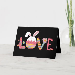 Love Easter Eggs Rabbit Cute Bunny Thank You Card