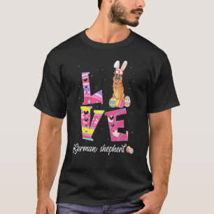 Love Easter German Shepherd Bunny Ears Dog T-Shirt