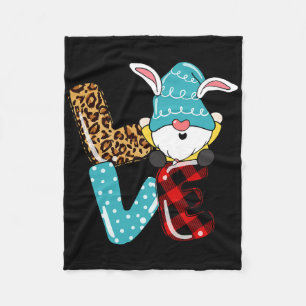 Love Easter Gnome Leopard Plaid Love Easter Gnome  Fleece Blanket