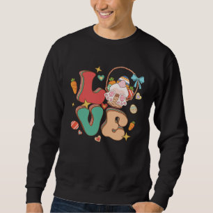 Love Easter Groovy Bunny Retro Groovy Easter Day Sweatshirt
