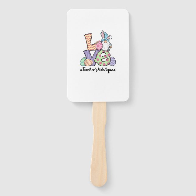 Love Easter Teacher's Aide Gnomes Teacher Easter 2 Hand Fan (Front)