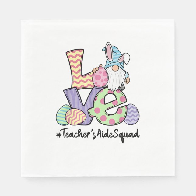 Love Easter Teacher's Aide Gnomes Teacher Easter 2 Napkin (Front)