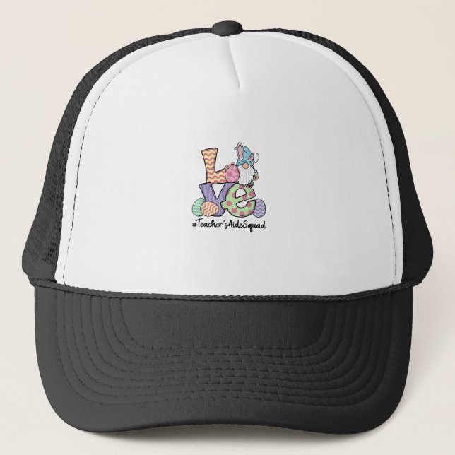Love Easter Teacher's Aide Gnomes Teacher Easter 2 Trucker Hat (Front)