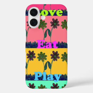 Love Eat Play Art Print iPhone 16 Case