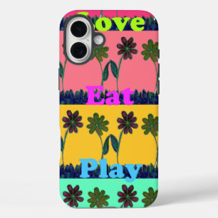 Love Eat Play Art Print iPhone 16 Plus Case