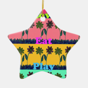 Love Eat Play Art Print Ceramic Ornament