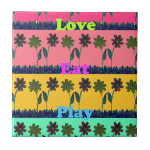 Love Eat Play Art Print Ceramic Tile