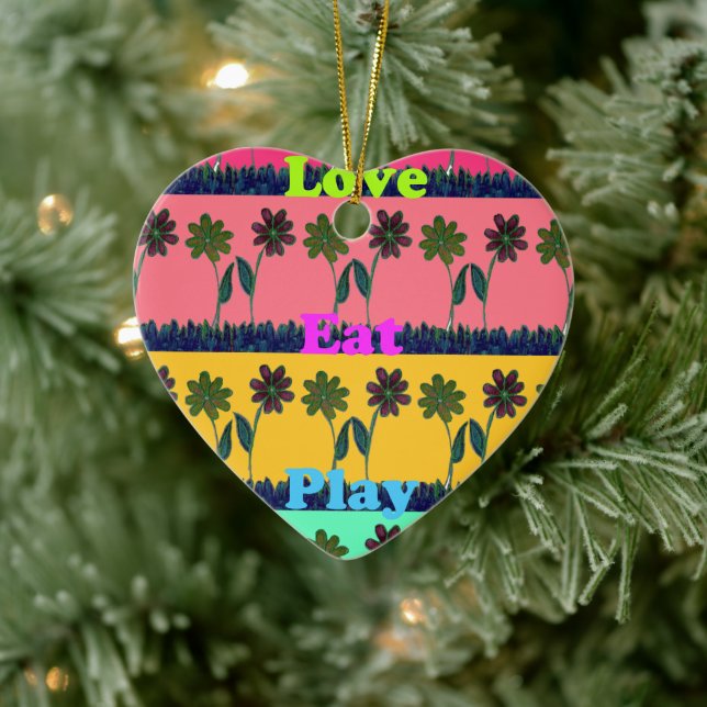 Love Eat Play Art Print Ceramic Tree Decoration (Tree)