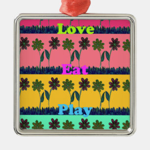 Love Eat Play Art Print Metal Ornament