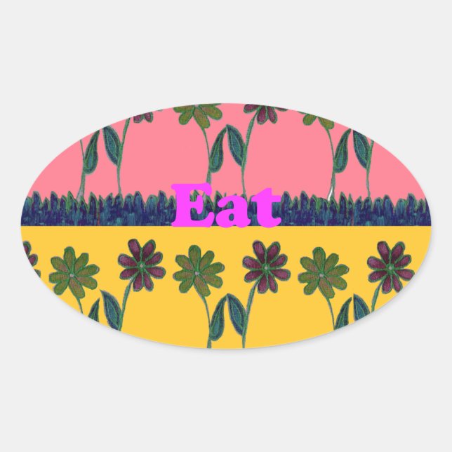 Love Eat Play Art Print Oval Sticker (Front)