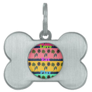 Love Eat Play Art Print Pet ID Tag
