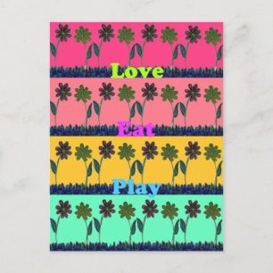 Love Eat Play Art Print Postcard