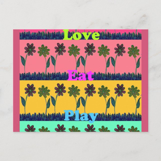 Love Eat Play Art Print Postcard (Front)
