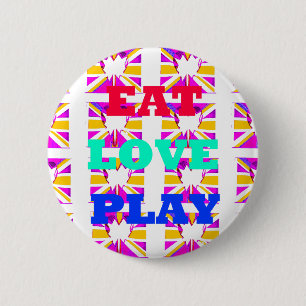 Love Eat Play Heart Hakuna Matata colors.png 6 Cm Round Badge