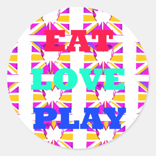 Love  Eat Play Heart Hakuna Matata colours.png Classic Round Sticker (Front)