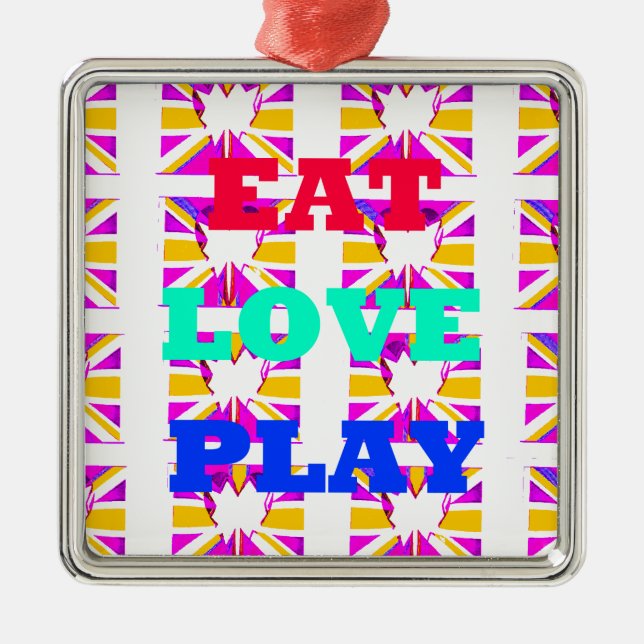 Love  Eat Play Heart Hakuna Matata colours.png Metal Ornament (Front)